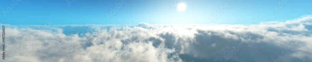 Obraz premium Clouds from above, panorama of cloud cover, 3d rendering