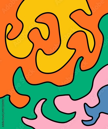 Hand Drawing Illustration Abstract Shape Retro Background Vintage