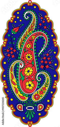 Traditional Indian Paisley (Kairi) Boota Design – Ethnic Textile Motif Illustration