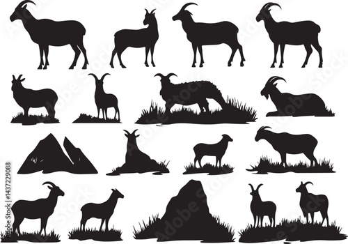 farm animals silhouettes, silhouette, animal, vector, horse, goat, farm, cow, animals, dog, deer, illustration, wild, collection, giraffe, cat, set, black, lion, elephant, pig, nature, silhouettes, an