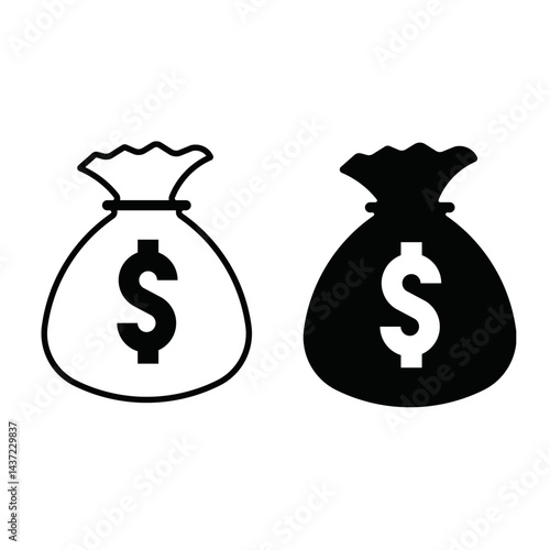 Money Bag Icons – Wealth, Finance, and Savings Symbol Vector Collection