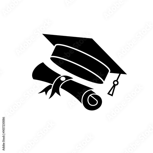Diploma Graduate Icon – Education Achievement, Success Symbol, Graduation Certificate Vector Illustration"