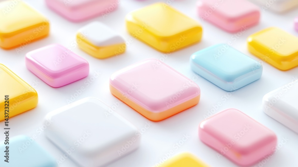 Colorful, glossy rectangular blocks arranged in a grid pattern Colorful, glossy rectangular blocks arranged in a grid pattern