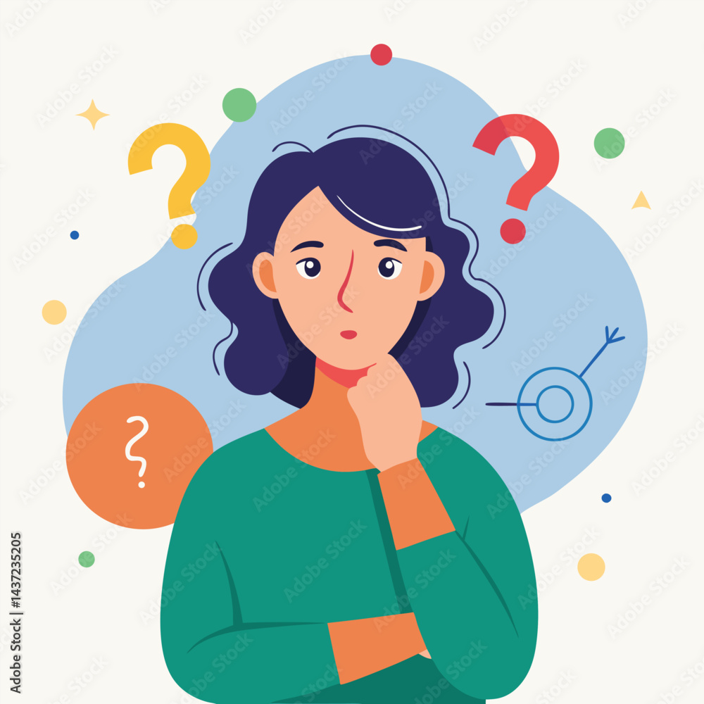woman thinking vector woman thinking vector