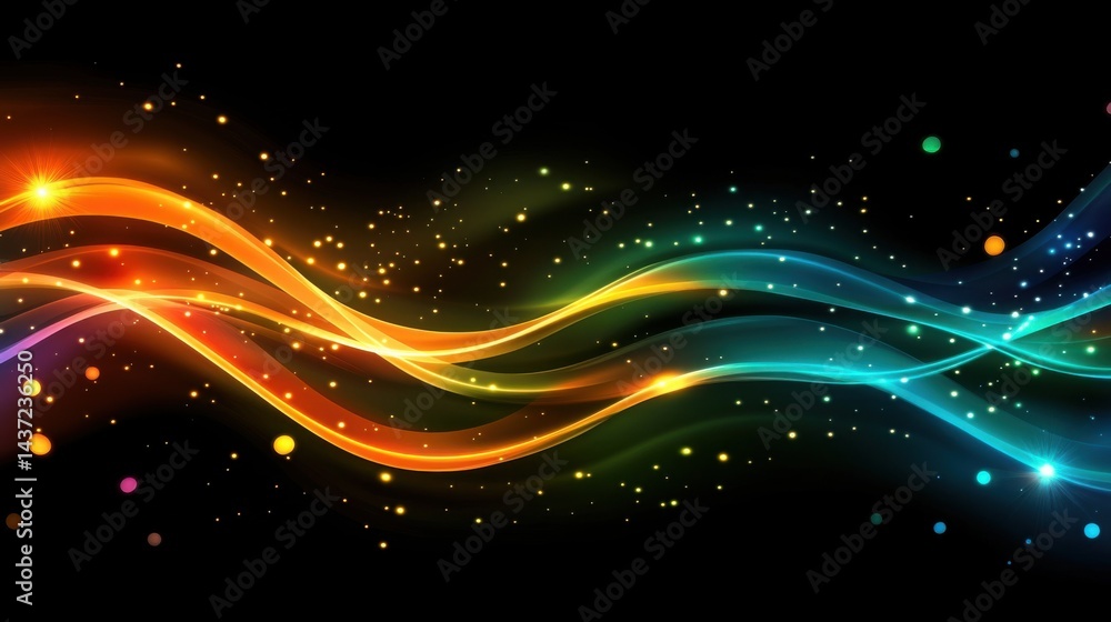 Obraz premium Futuristic flowing wave background with gradient neon lines, great for stylish branding, cover templates, and ads.