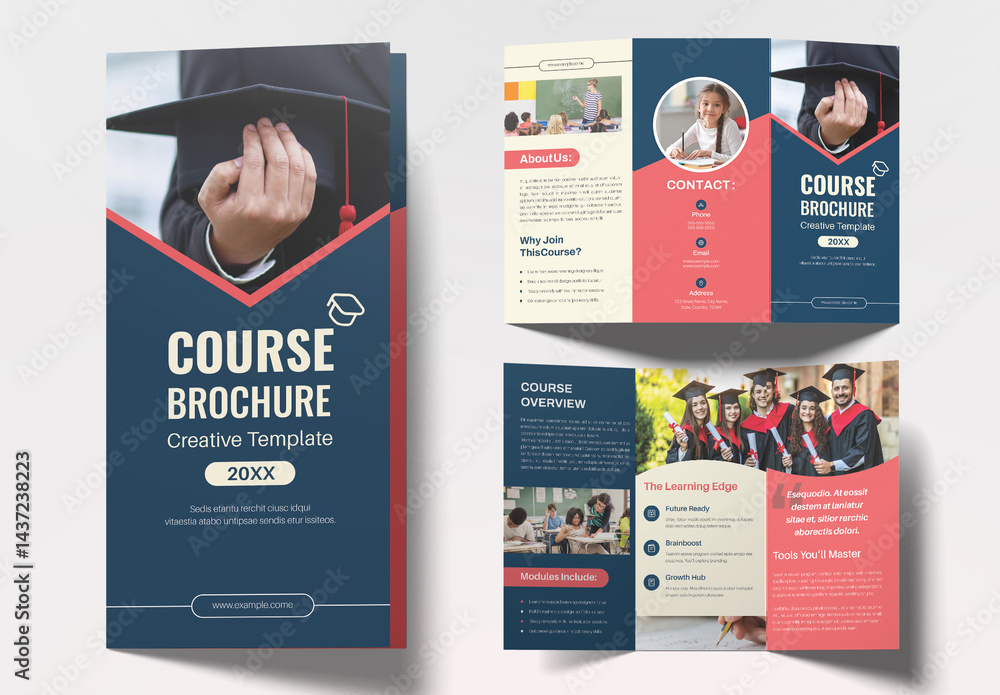 Course Trifold Brochure Layout Stock Template | Adobe Stock