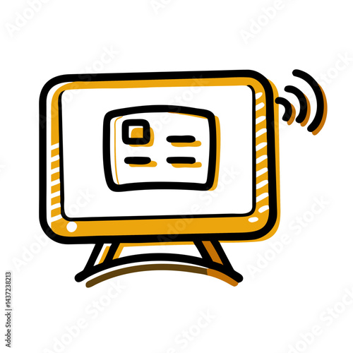 Smartboard illustration with wireless technology symbol and information card displayed on the screen