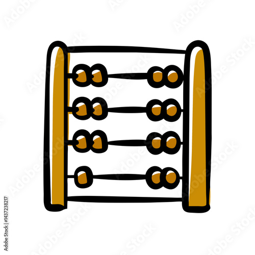 Illustration of an abacus with wooden frames and black beads, symbolizing mathematics and education