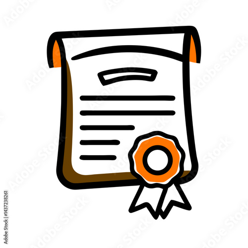 Graduation certificate with a decorative ribbon and seal on a white background, symbolizing achievement and success