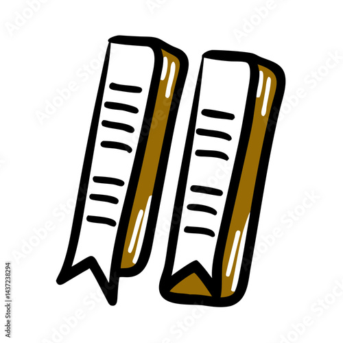 Artistic illustration of two bookmarks with simple designs, perfect for book lovers and reading enthusiasts