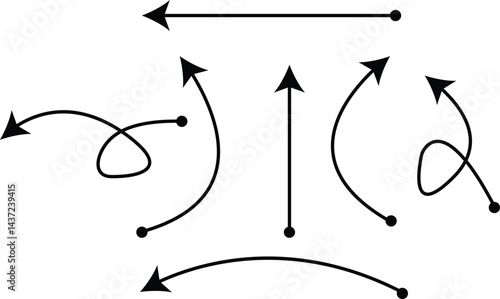 arrow, pointer, direction, curve, straight, thick, thin, bold, icon, black, handdrawn, stylized, target, aim, symbol