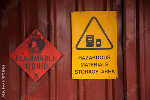 Hazardous materials storage area sign