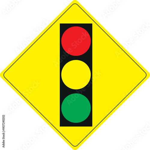 traffic light on yellow background isloated