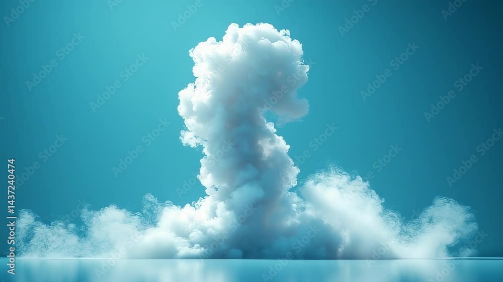 Abstract cloud explosion, vibrant turquoise background, artistic render, studio shot, digital art, realistic effect, possible use for abstract concept, gaming scenes, or design elements