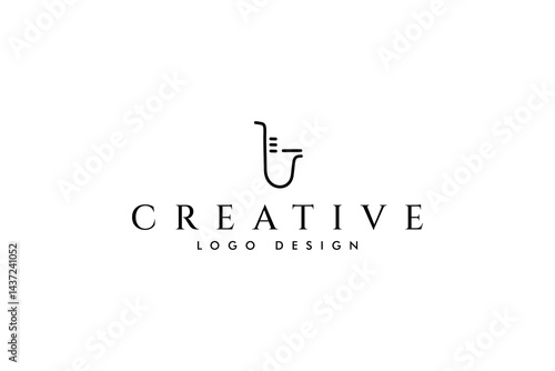 saxophone logo in simple abstract vector design