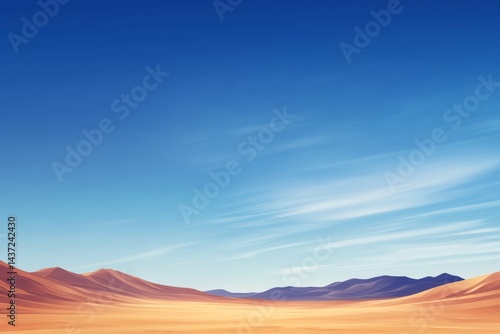 Majestic desert landscape with tall dunes and blue sky  minimalistic style.