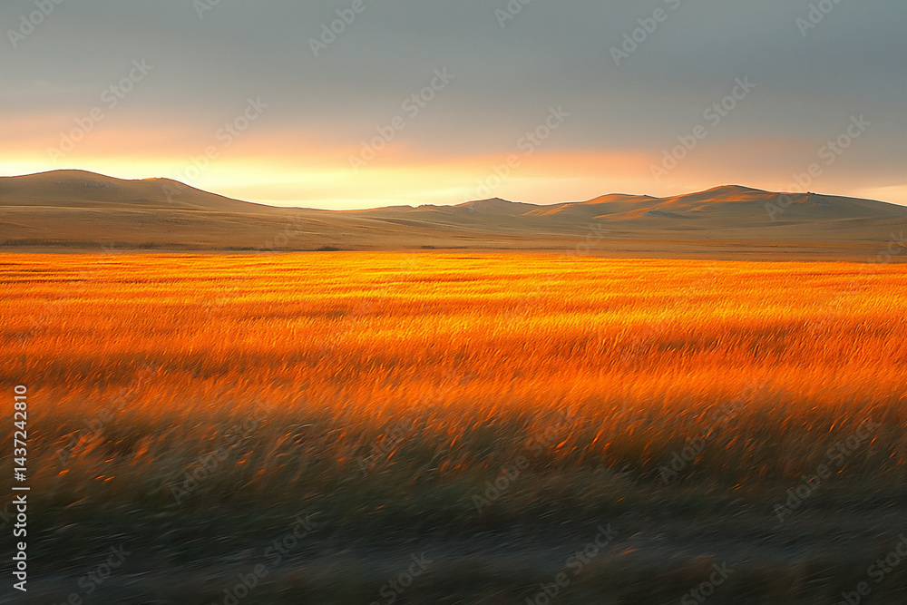 Obraz premium blurred_golden_field_sunset,