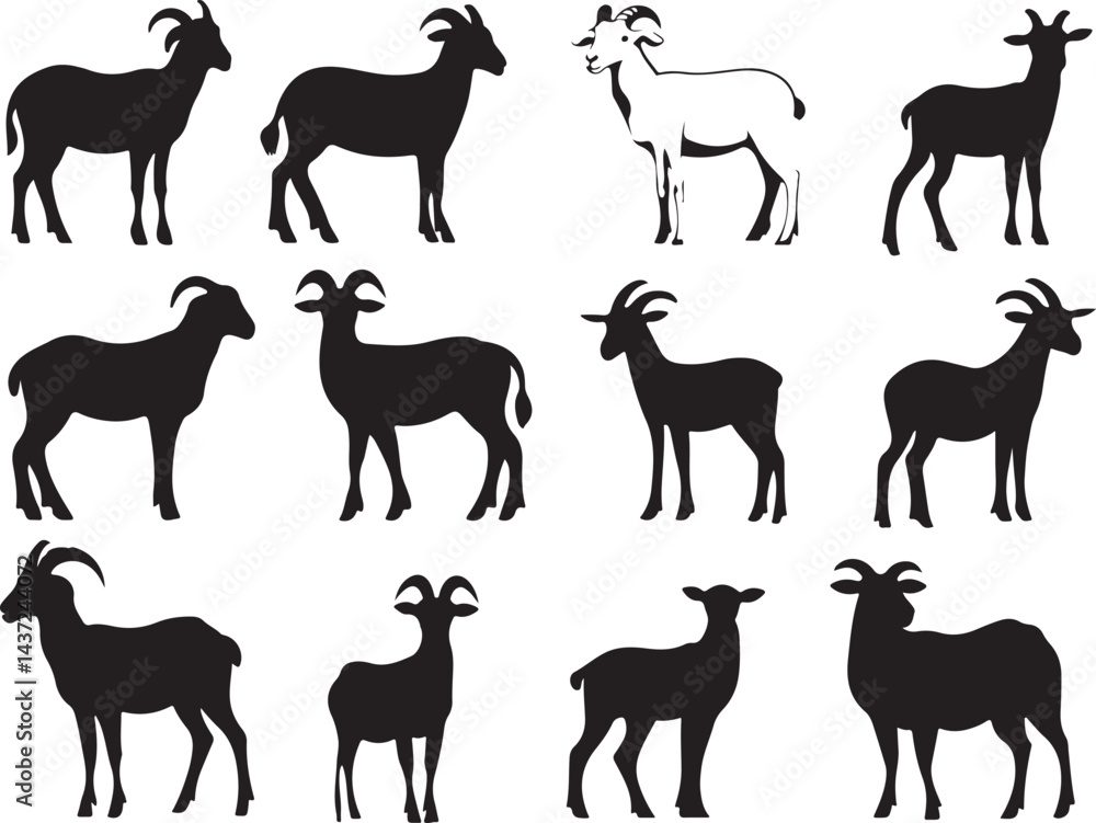 Goats Silhouettes set Goats Silhouettes set