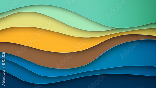 Abstract Wavy Layers in Earth and Sea Tones