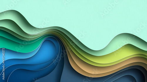 Cool Tone Abstract Wavy Layers Background
