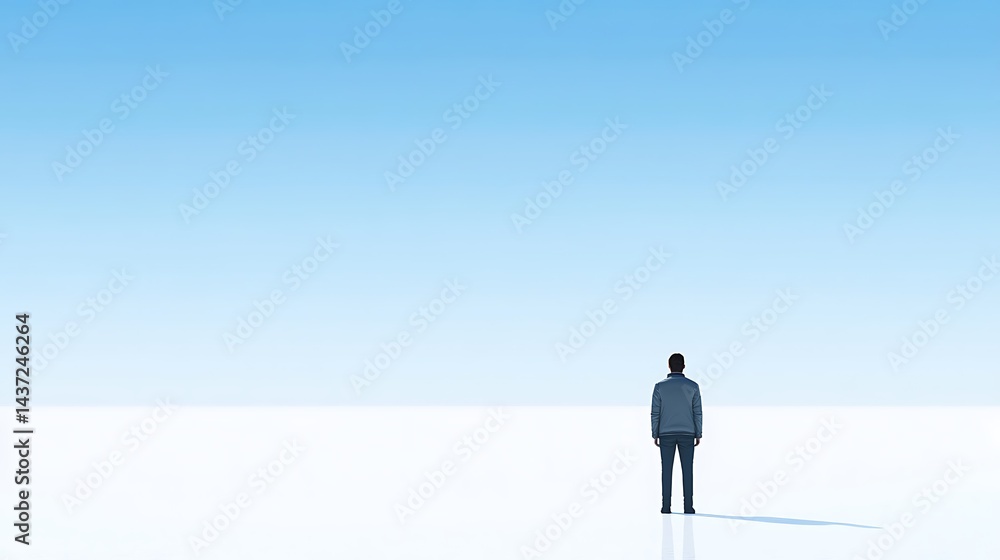 Person contemplating vast sky Person contemplating vast sky