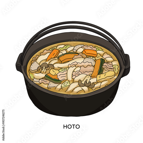 山梨名物　南瓜ほうとうのイラスト