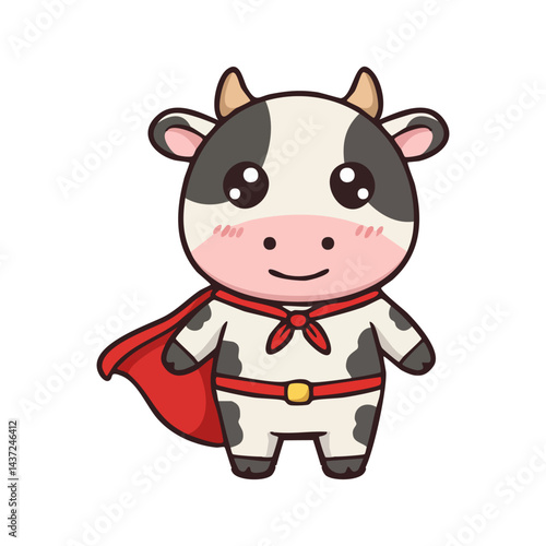 Cartoon cow hero celebrating Eid al Adha