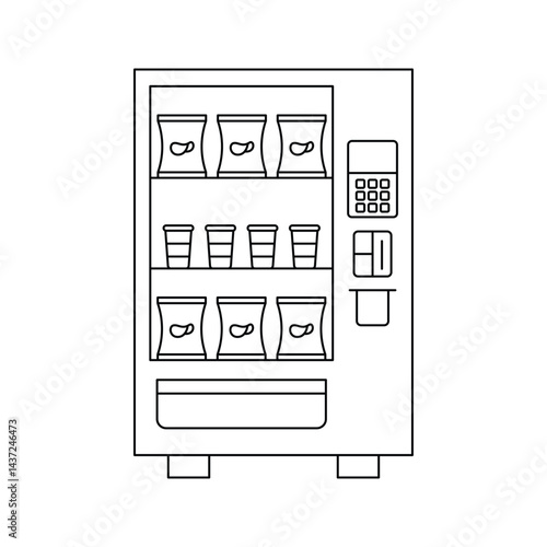 Vending machine black and white flat vector icon design with editable stroke