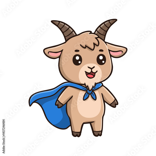 Cartoon goat hero celebrating Eid al Adha