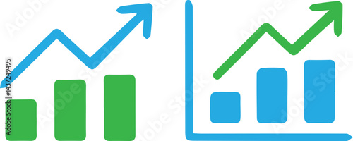 growth chart vector, business chart vector, progress graph illustration, bar chart vector, arrow going up icon, financial growth clipart