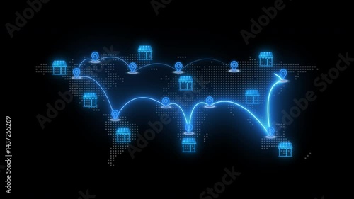 Wallpaper Mural Global franchise business concept, companies that expand internationally by licensing their business model and brand to local entrepreneurs, known as franchisees. Animated franchise icons on world map Torontodigital.ca