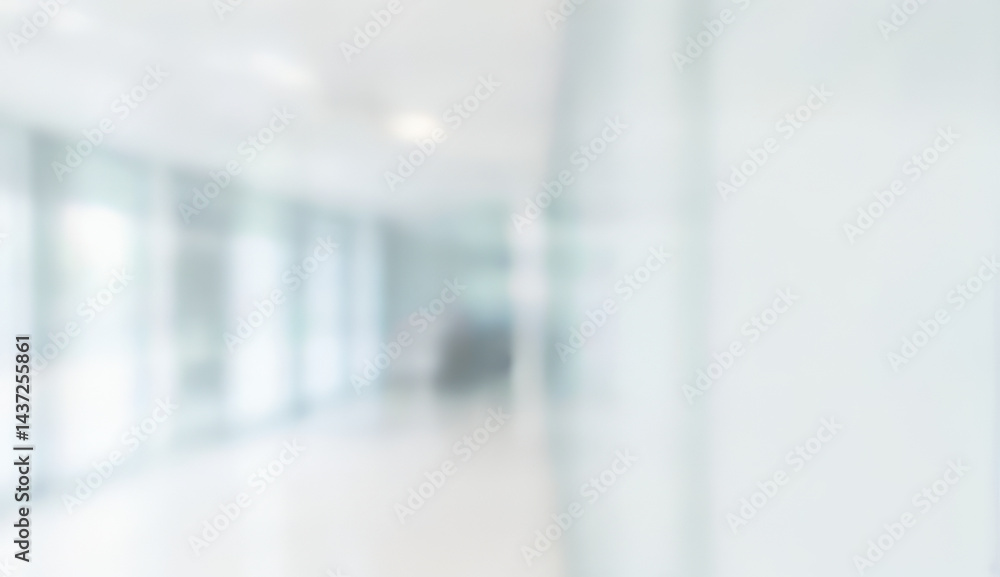 Blurred interior view of a bright hallway with windows and white walls. Blurred interior view of a bright hallway with windows and white walls.