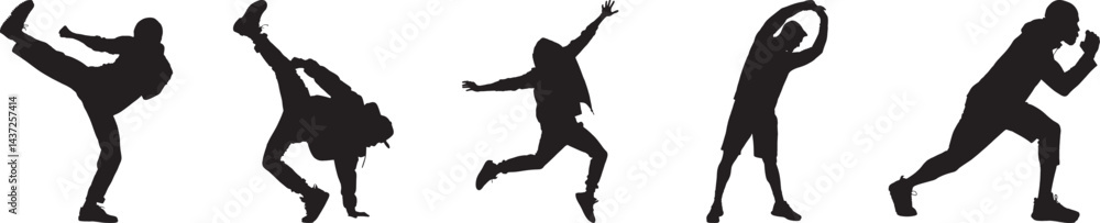 Dynamic Silhouettes of Athletes in Action Poses for Fitness Design Dynamic Silhouettes of Athletes in Action Poses for Fitness Design