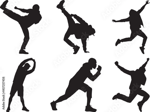 Dynamic Silhouettes of People Exercising Fitness Poses