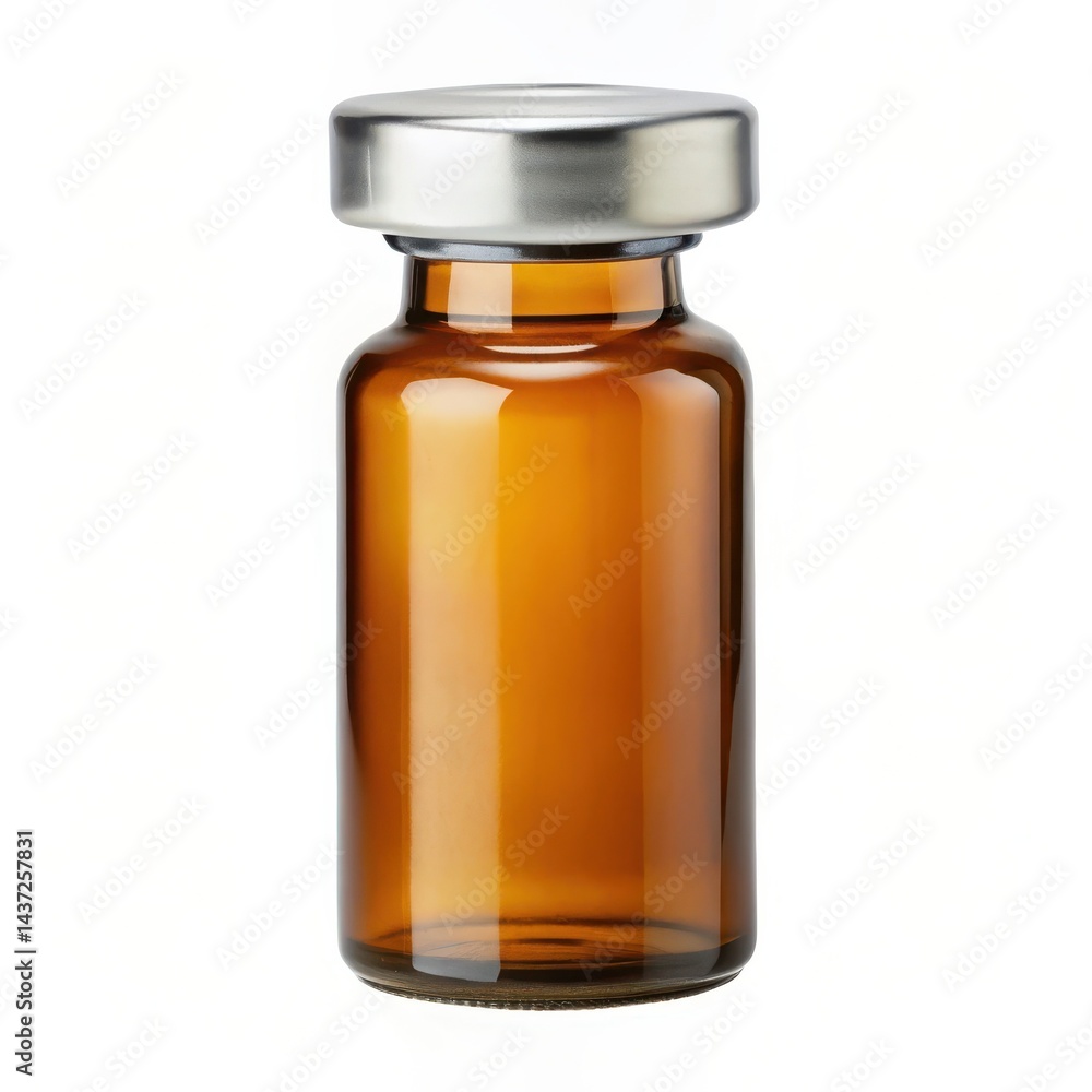 Amber Glass Medicine Vial With Silver Cap For Pharmaceutical Or Cosmetic Product Amber Glass Medicine Vial With Silver Cap For Pharmaceutical Or Cosmetic Product