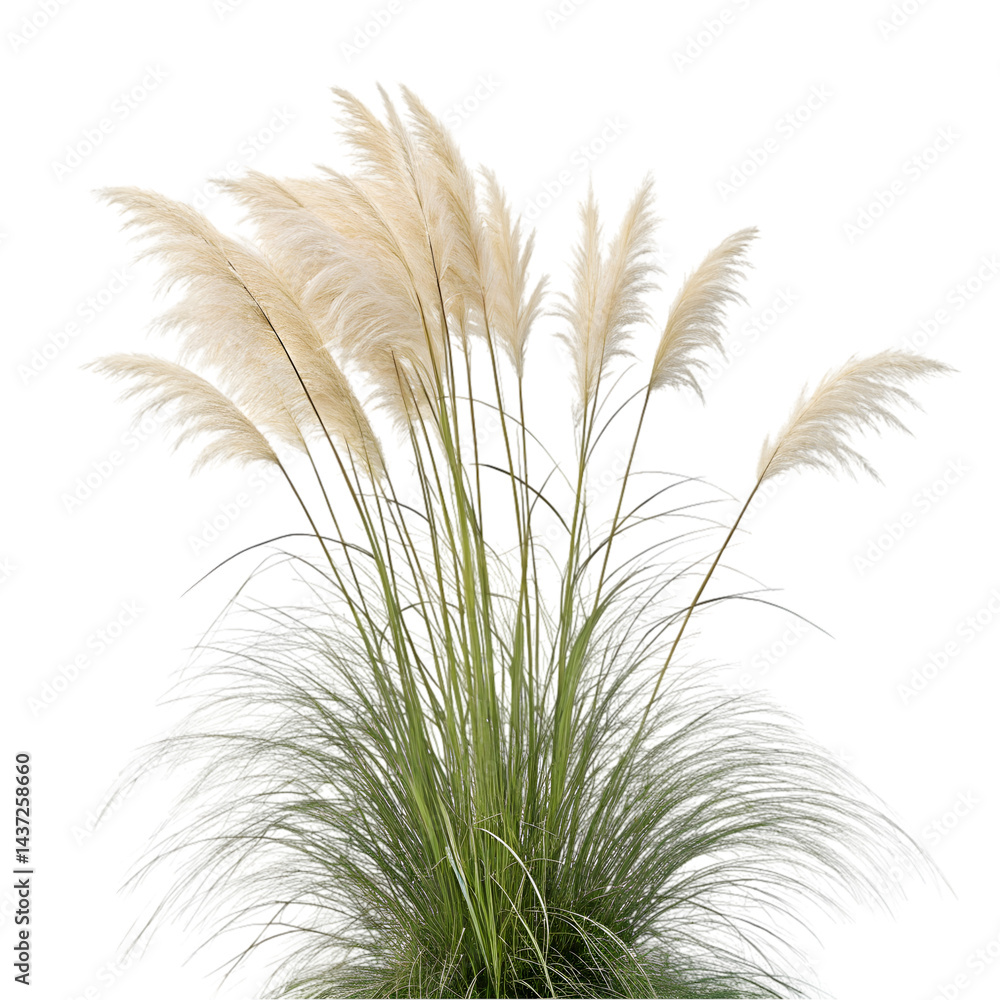 Fototapeta premium Pampas Grass Stock Photo: White Pampas Grass Image, Nature Background on transparent background