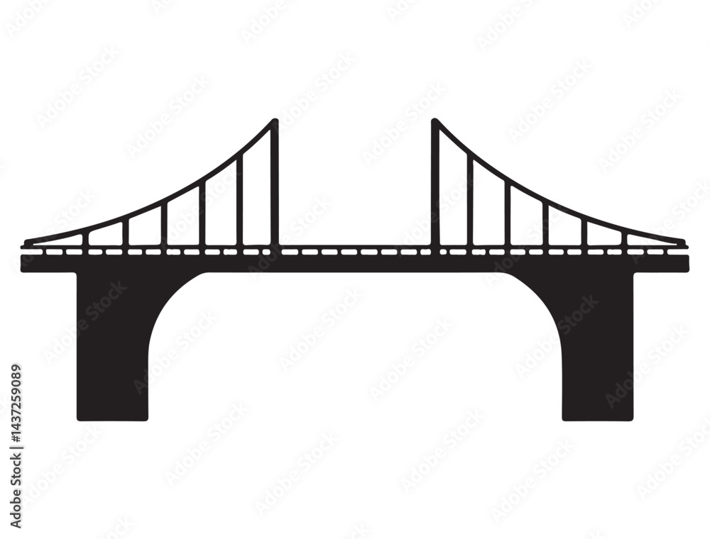Obraz premium BRIDGE SILHOUETTE WHITE BACKGROUND