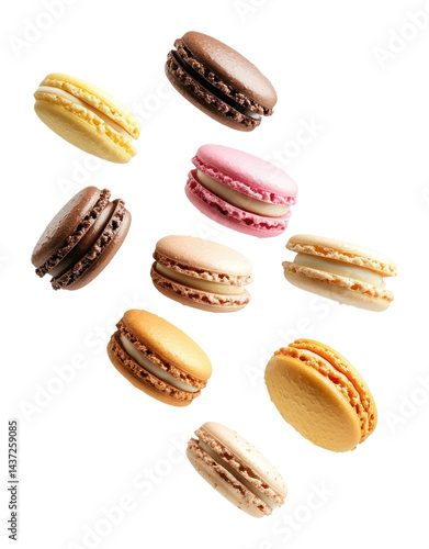 Wallpaper Mural PNG Macarons flying in the air macarons sweets confectionery. Torontodigital.ca