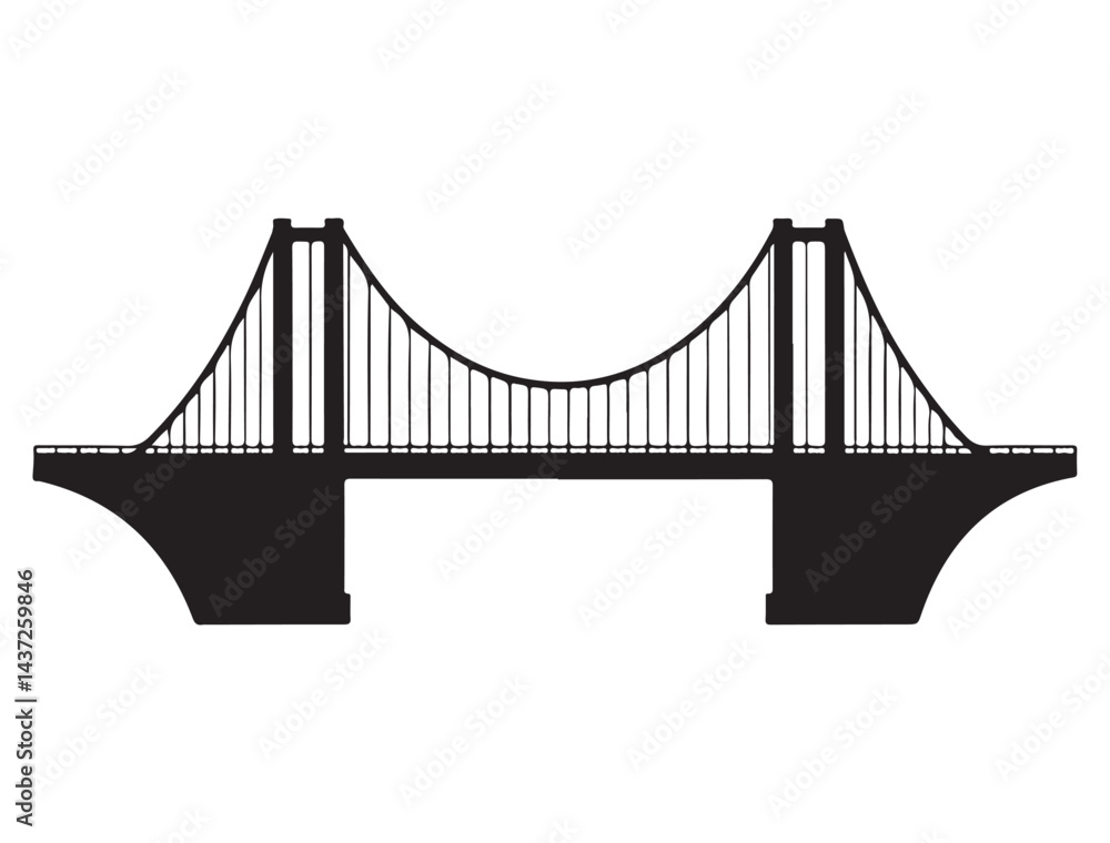 Obraz premium BRIDGE SILHOUETTE WHITE BACKGROUND