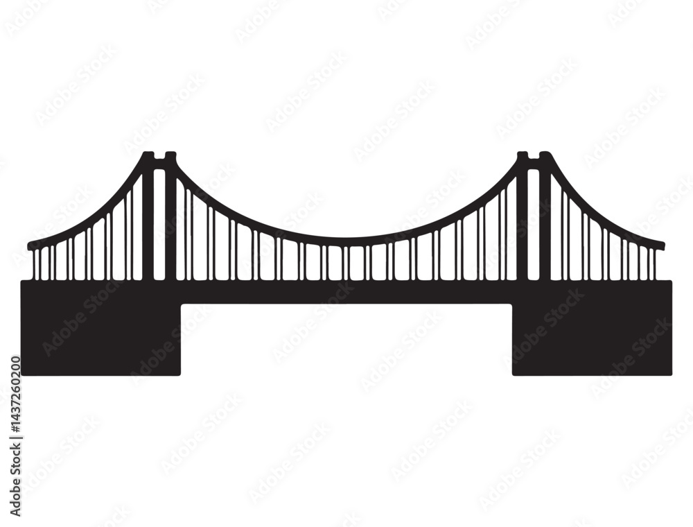 Obraz premium BRIDGE SILHOUETTE WHITE BACKGROUND