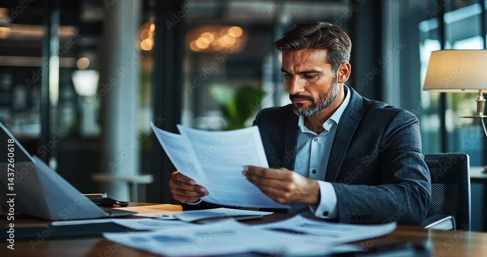 custom made wallpaper toronto digitalBusinessman reviewing documents in modern office space