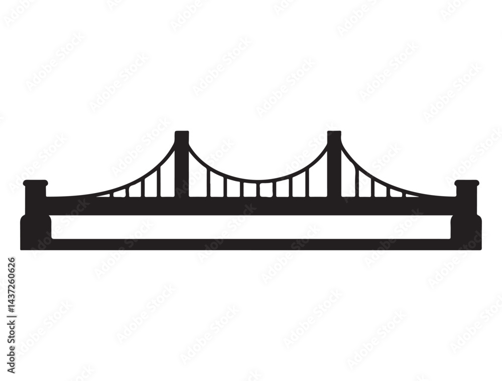 Obraz premium BRIDGE SILHOUETTE WHITE BACKGROUND