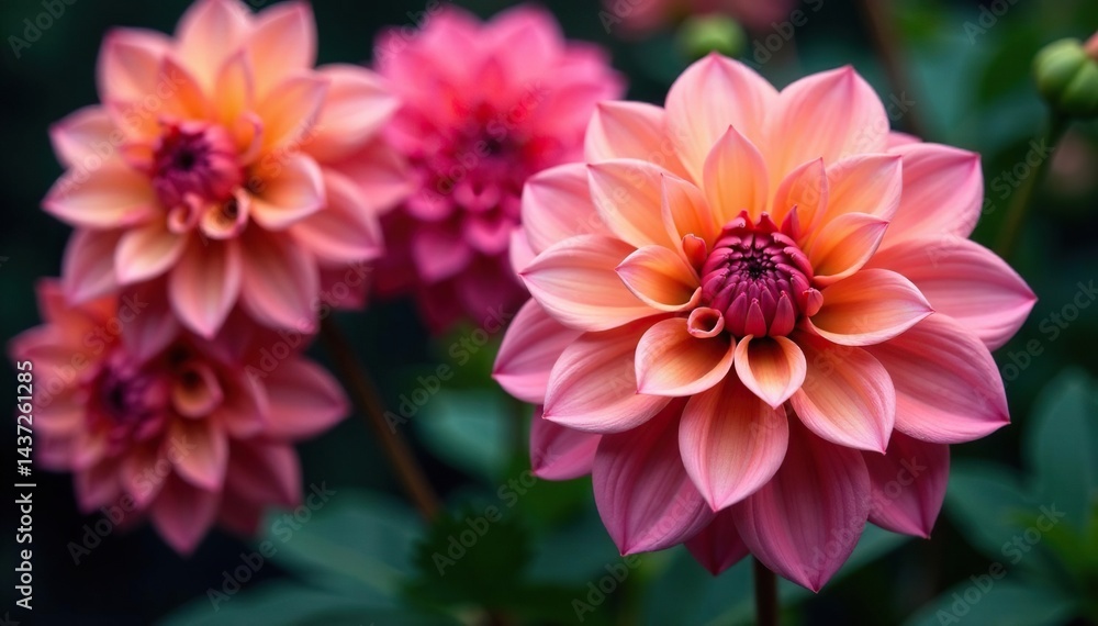 Intricate dahlia blooms, vibrant hues, overlapping petals , bloom, fabric Intricate dahlia blooms, vibrant hues, overlapping petals , bloom, fabric