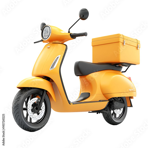 Yellow delivery scooter image for delivery service illustration