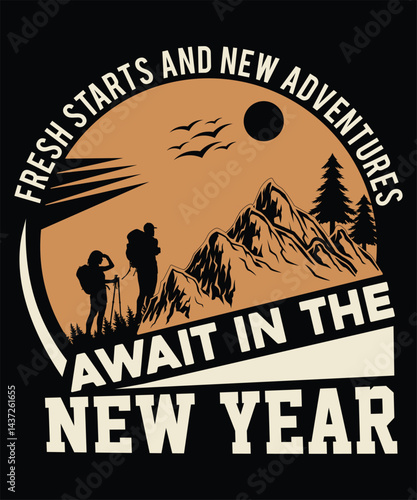New Year 2024 Retro Vintage style T-shirt Design