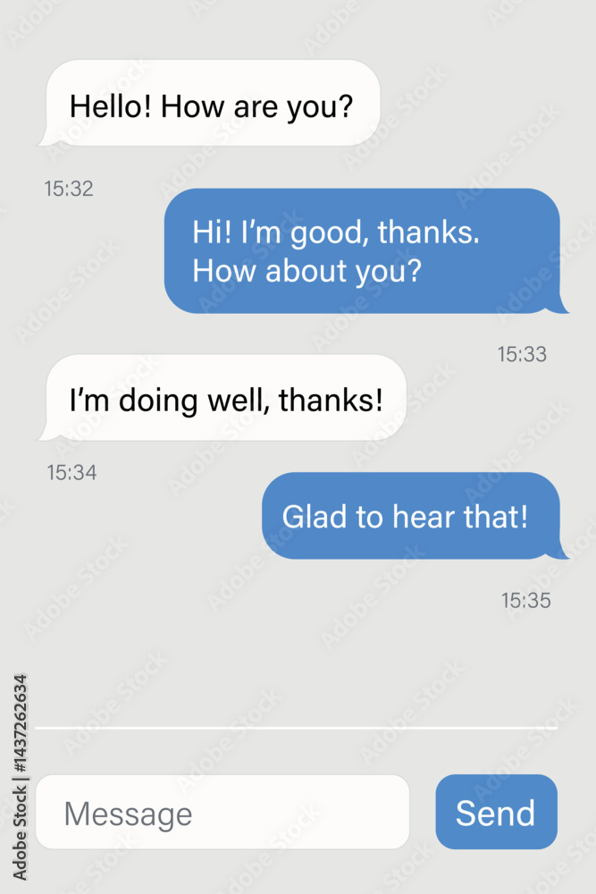 Messaging App Chat Screen with Speech Bubbles Displayed