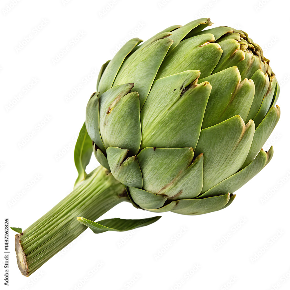 Fototapeta premium Fresh artichoke isolated on white background png ai isolated on a white background