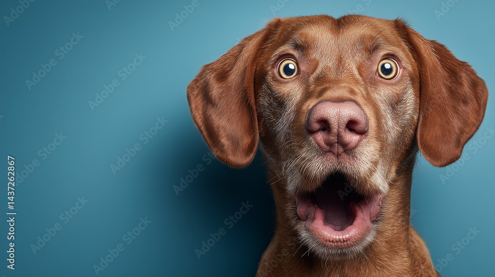 Surprised Dog With Wide Eyes Against Blue Background
Surprised Dog With Wide Eyes Against Blue Background