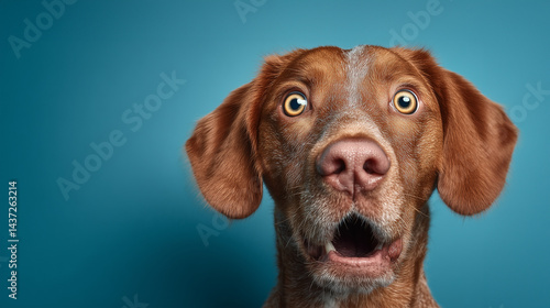 Wallpaper Mural Surprised Dog With Wide Eyes Against Blue Background
 Torontodigital.ca