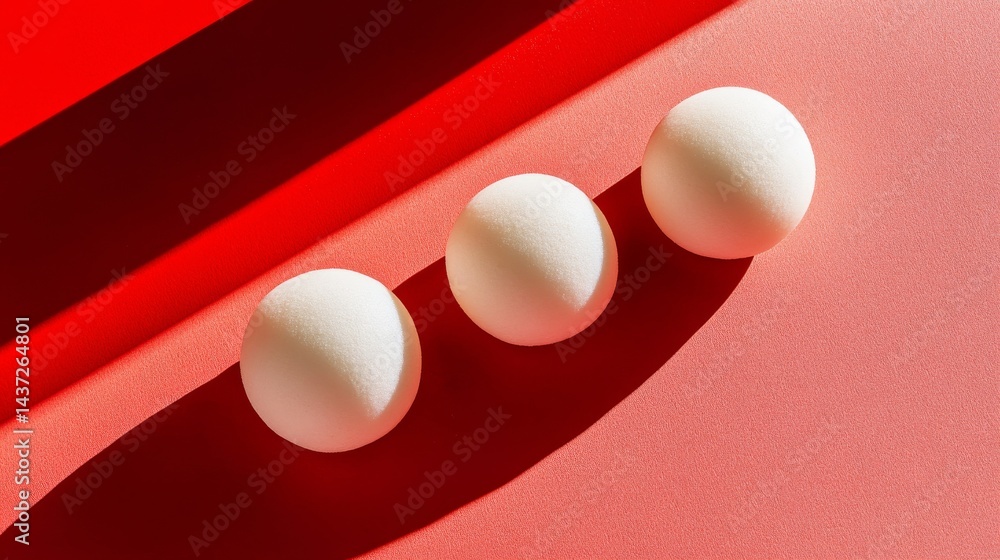 Trio of Daifuku on Vibrant Red Surface in Diagonal Arrangement